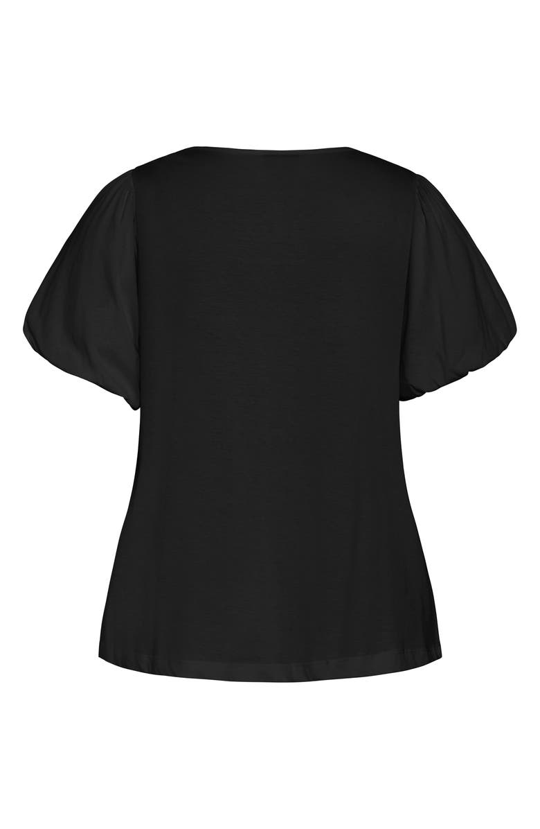 City Chic Leona Puff Sleeve Top, Alternate, color, Black
