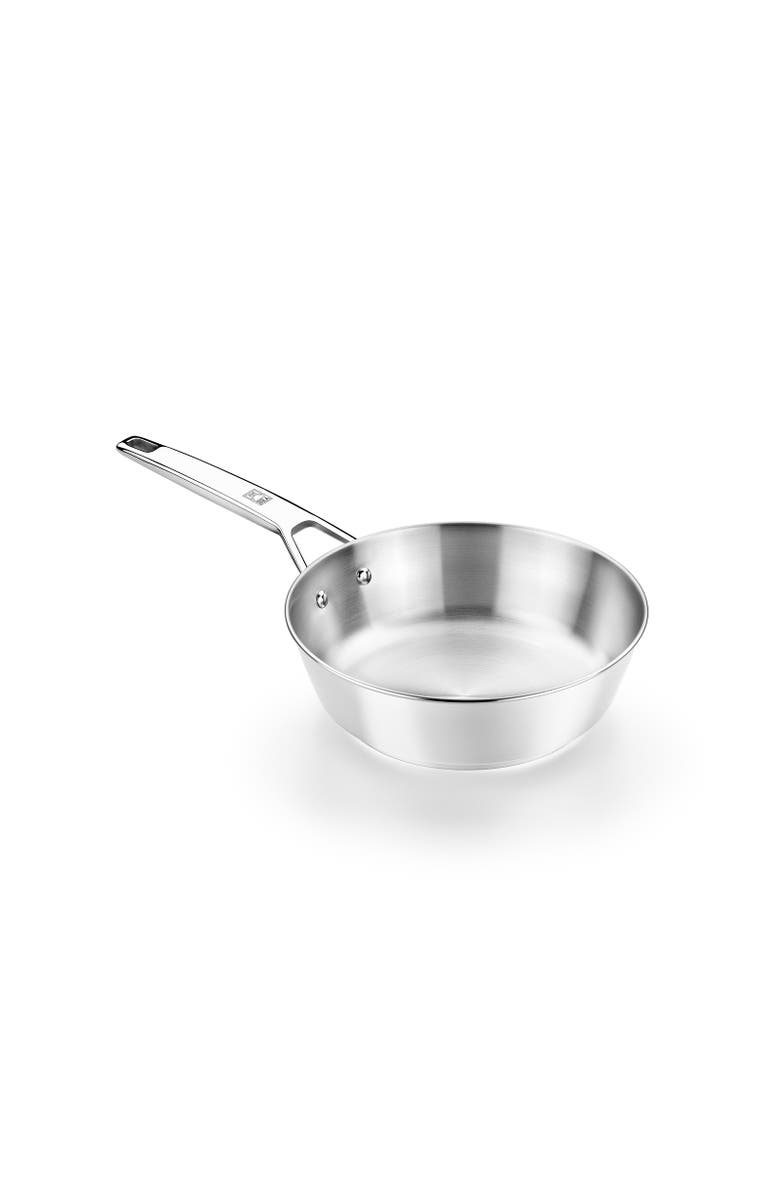 BRA Cookware Signature Stainless Steel Professional Deep High Side Frypan, 9.5-Inch, Main, color, Silver