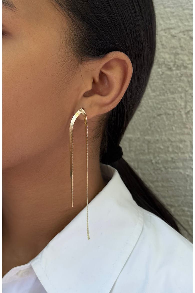 Herringbone Chain Drop Earrings, Alternate, color, GOLD