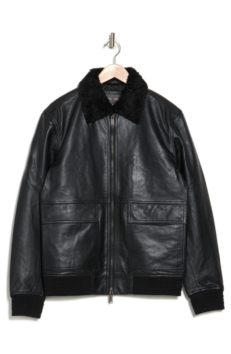 Slate & Stone Faux Shearling Leather Aviator Jacket, Alternate, color,