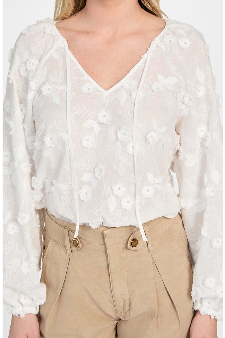 Pelari Floral Appliqué Top, Alternate, color, PURE WHITE
