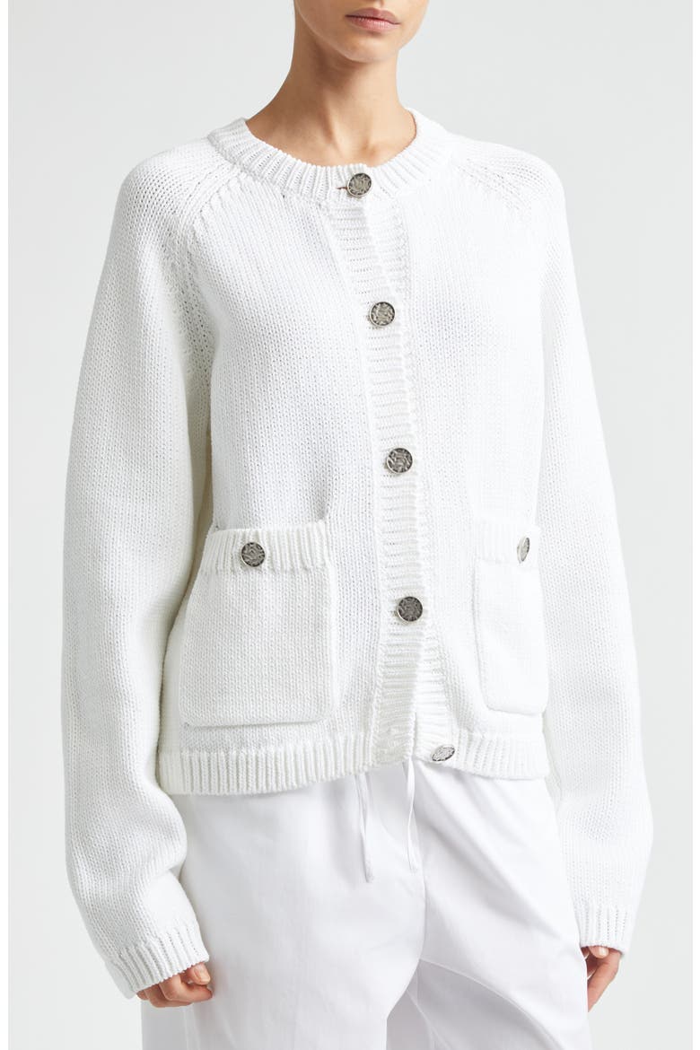 Hammered Button Organic Cotton Cardigan, Alternate, color, WHITE