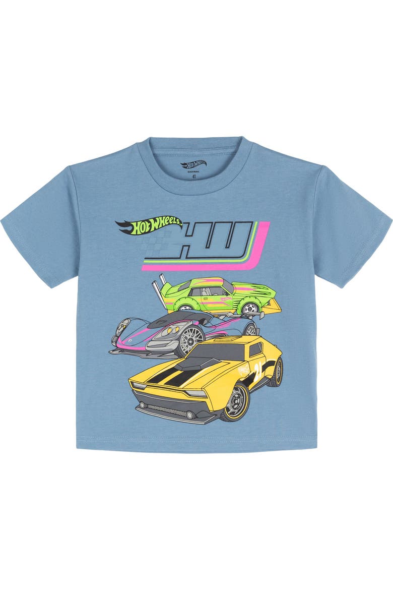T-Shirt and Mesh Shorts Set, Alternate, color, Hot Wheels Blue Tan