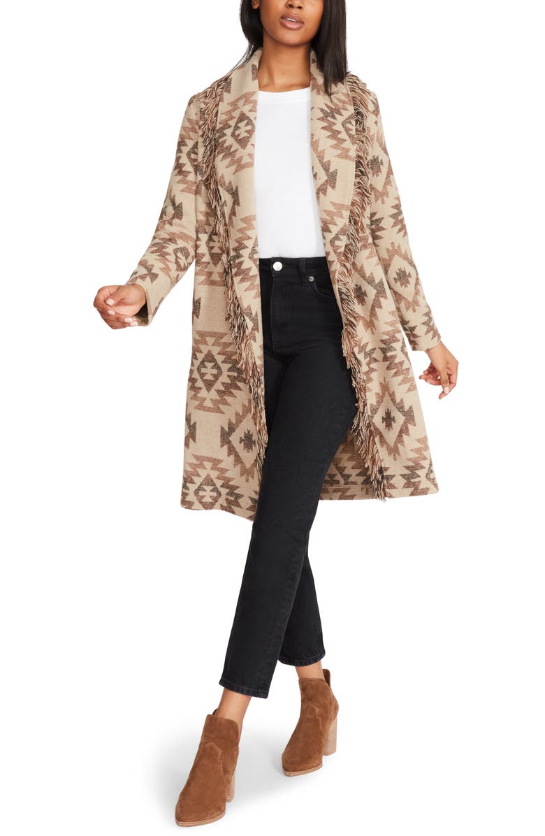 BB Dakota by Steve Madden Fringe Shawl Collar Coat, Main, color,