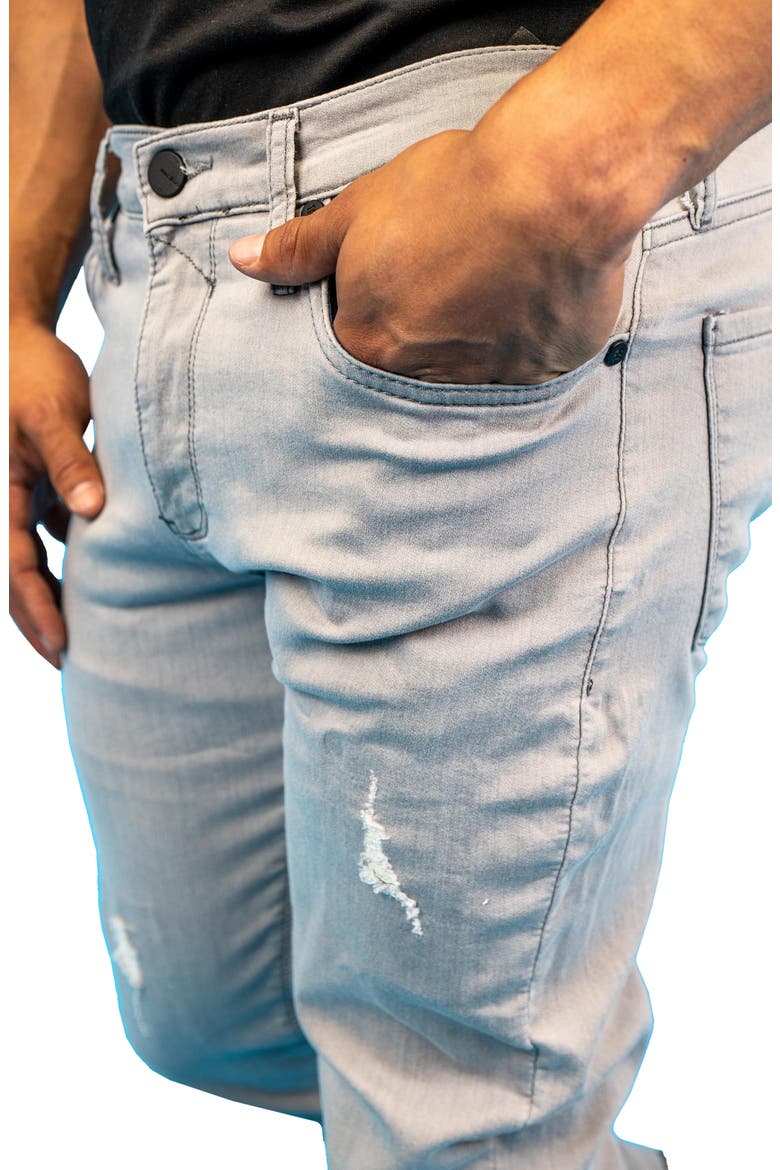 Ripped Athletic Fit Stretch Jeans, Alternate, color, GREY