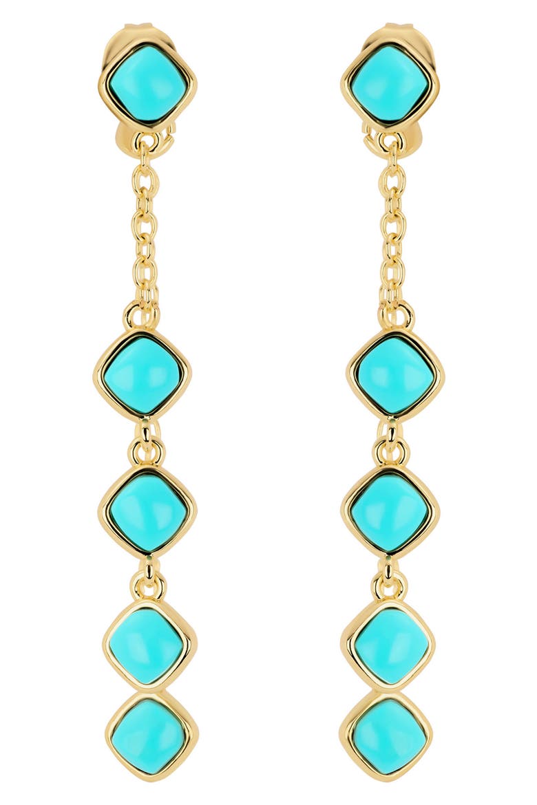 Front-Back Chain Drop Earrings, Main, color, TURQUOISE GOLD