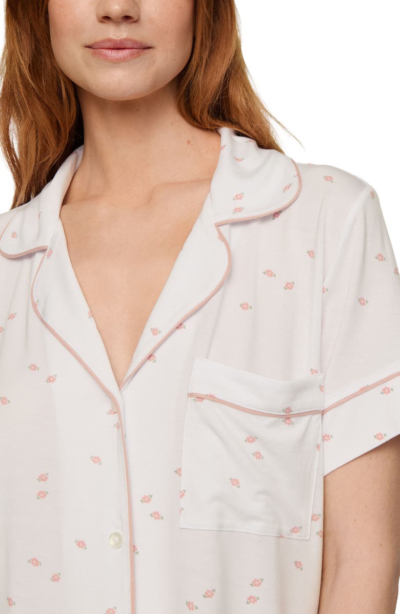 Eberjey Gisele Printed Relaxed Jersey Knit Short Pajamas, Alternate, color, Summer Daisy White/ Pale Mauve