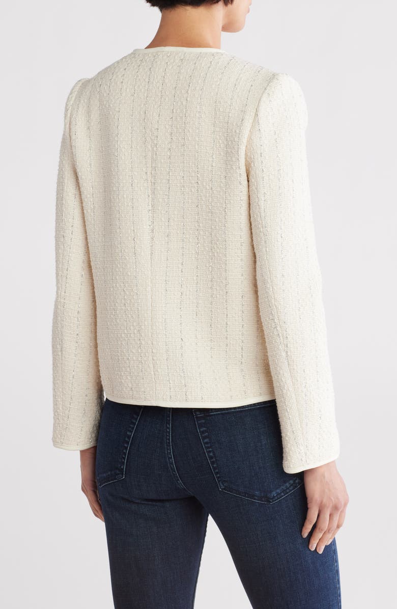 rag & bone Mira Collarless Tweed Jacket, Alternate, color, Ivory/ Silver