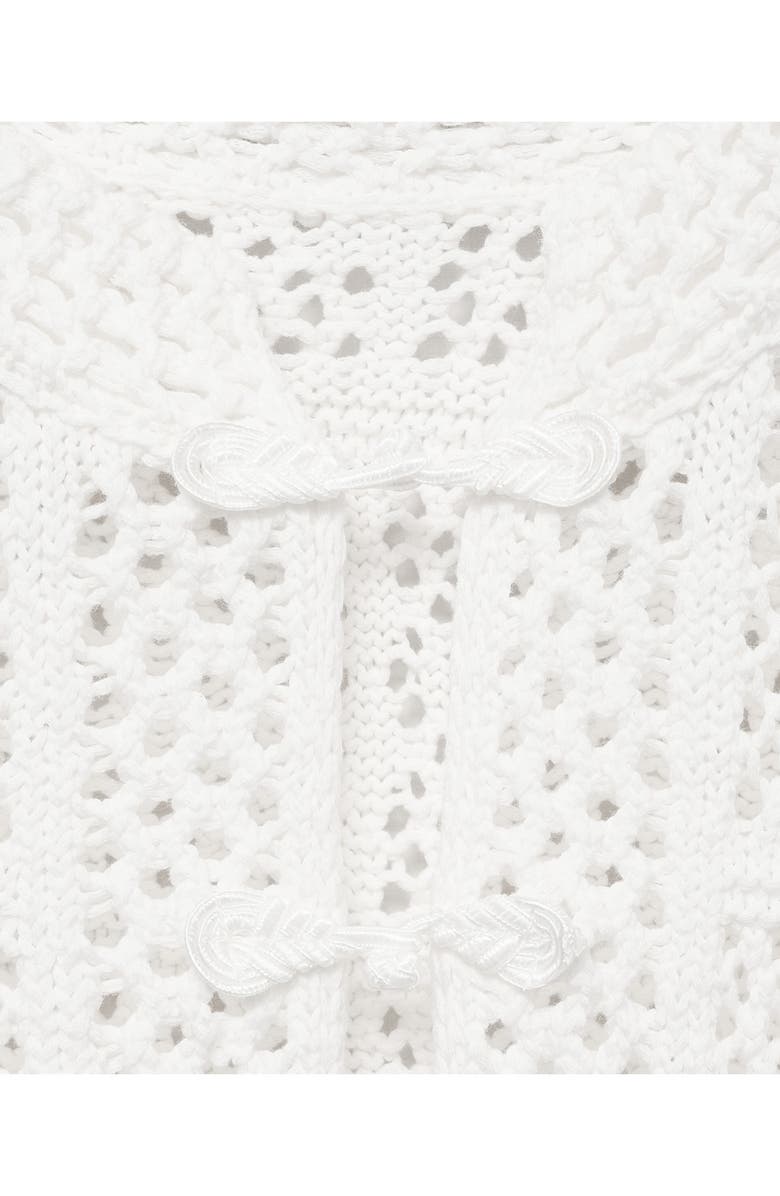 MANGO Open Stitch Short Sleeve Cardigan, Alternate, color, White