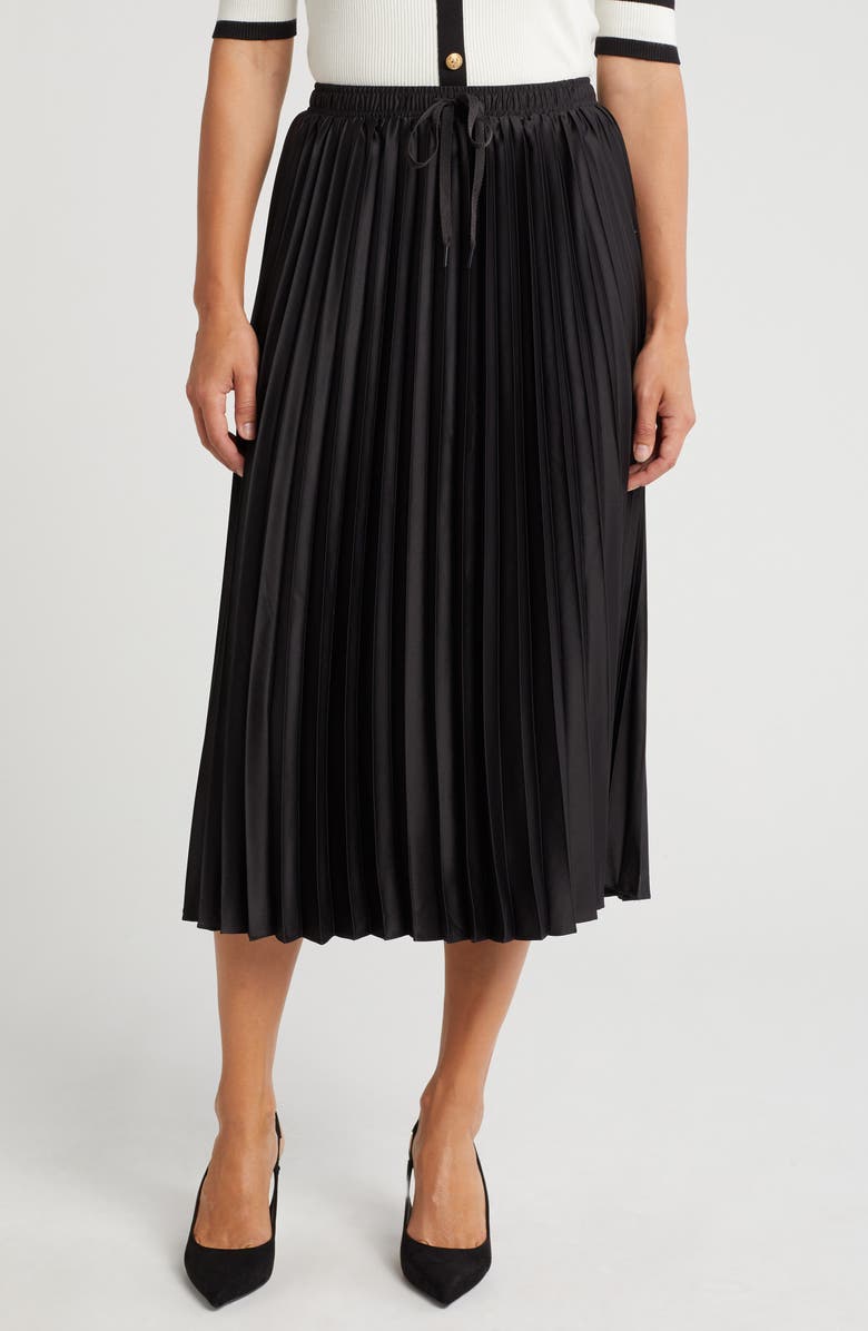 Ellen Tracy Pleated Satin Skirt, Main, color, 