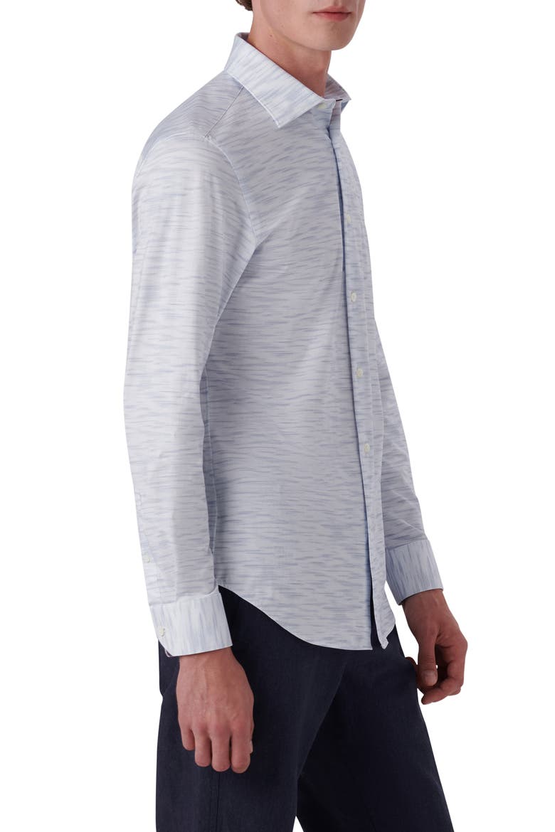 OoohCotton® Print Stretch Button-Up Shirt, Alternate, color, WHITE