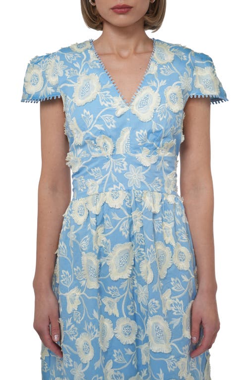 Adelyn Rae Nori 3d Embroidered Cotton Midi A-line Dress In Blue