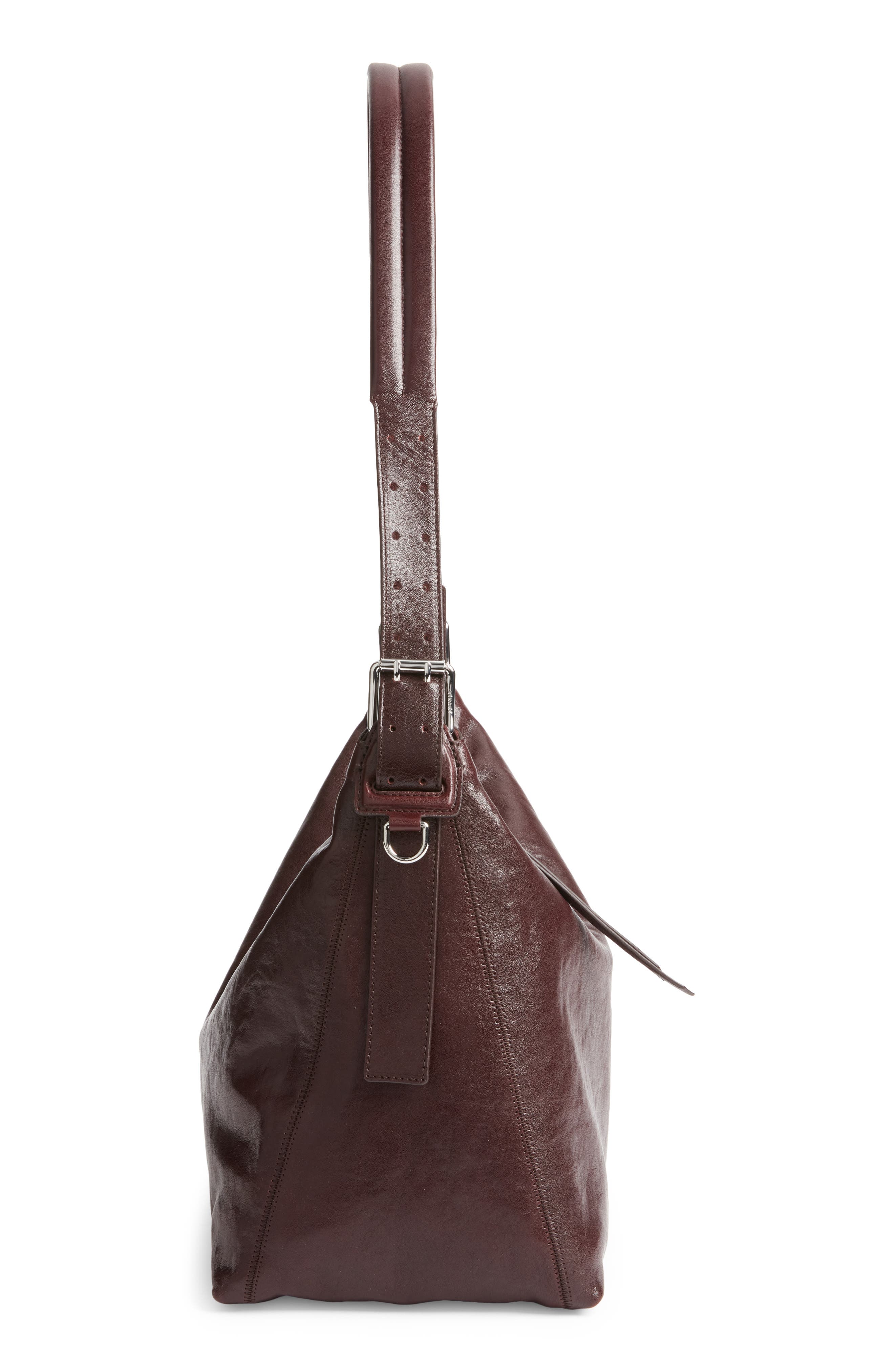 Lemaire Small Belted Leather Hobo Bag, Alternate, color, Chianti