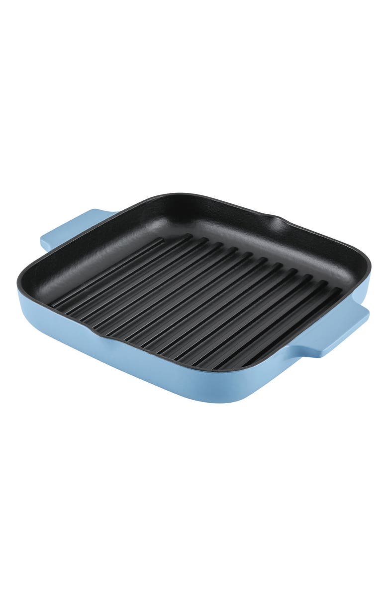 KITCHENAID Enameled Cast Iron 11-Inch Square Grill Pan, Main, color, Blue Velvet