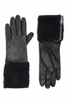 AllSaints Faux Shearling Leather Gloves
