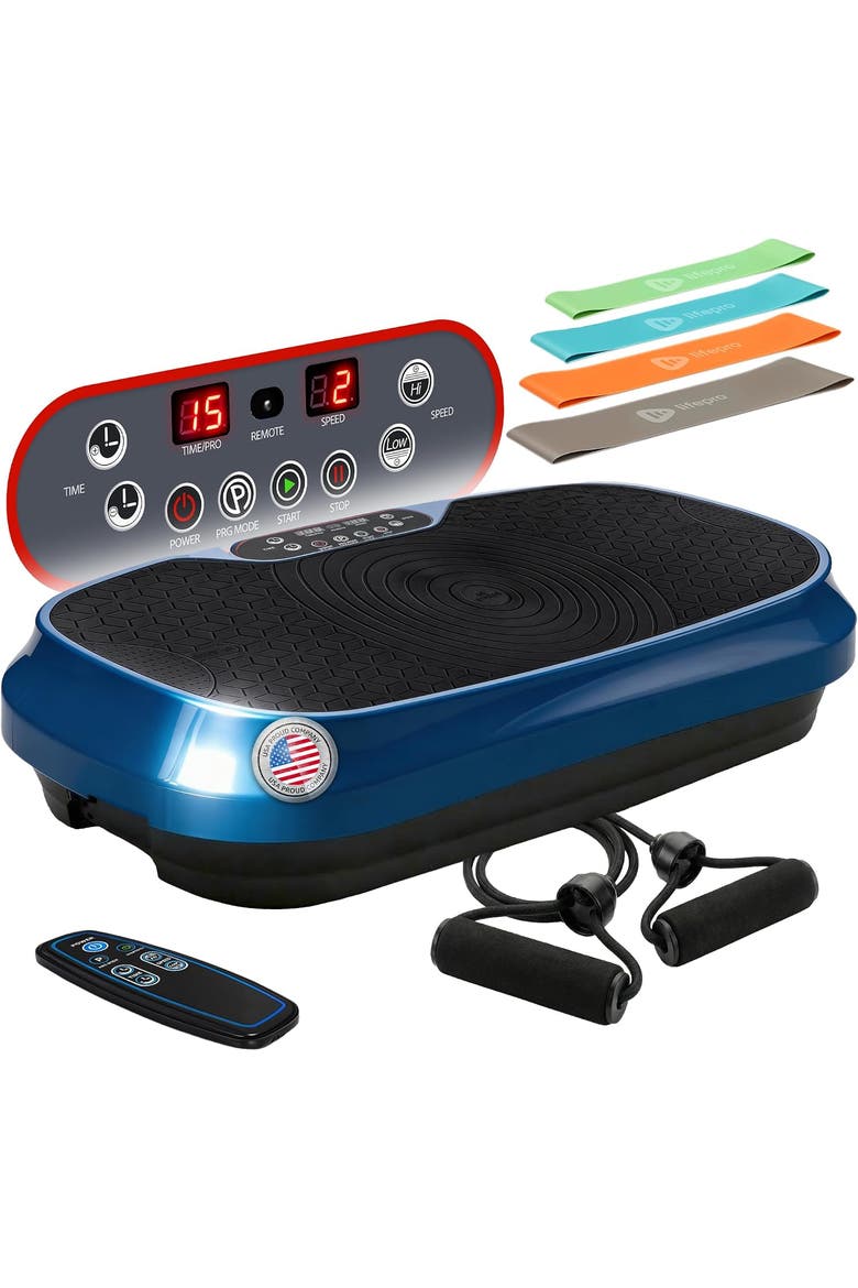 Waver Mini Vibration Plate Exercise Machine for Muscle Toning & Recovery, Main, color, Blue