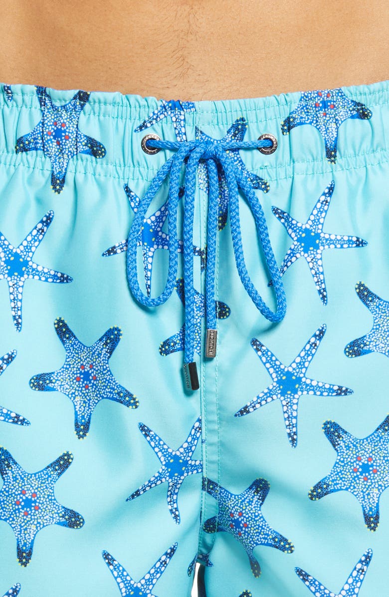 Bugatchi Starfish Print Swim Trunks, Alternate, color, 