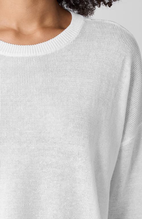 Eileen Fisher Crewneck Organic Linen & Organic Cotton Sweater In White