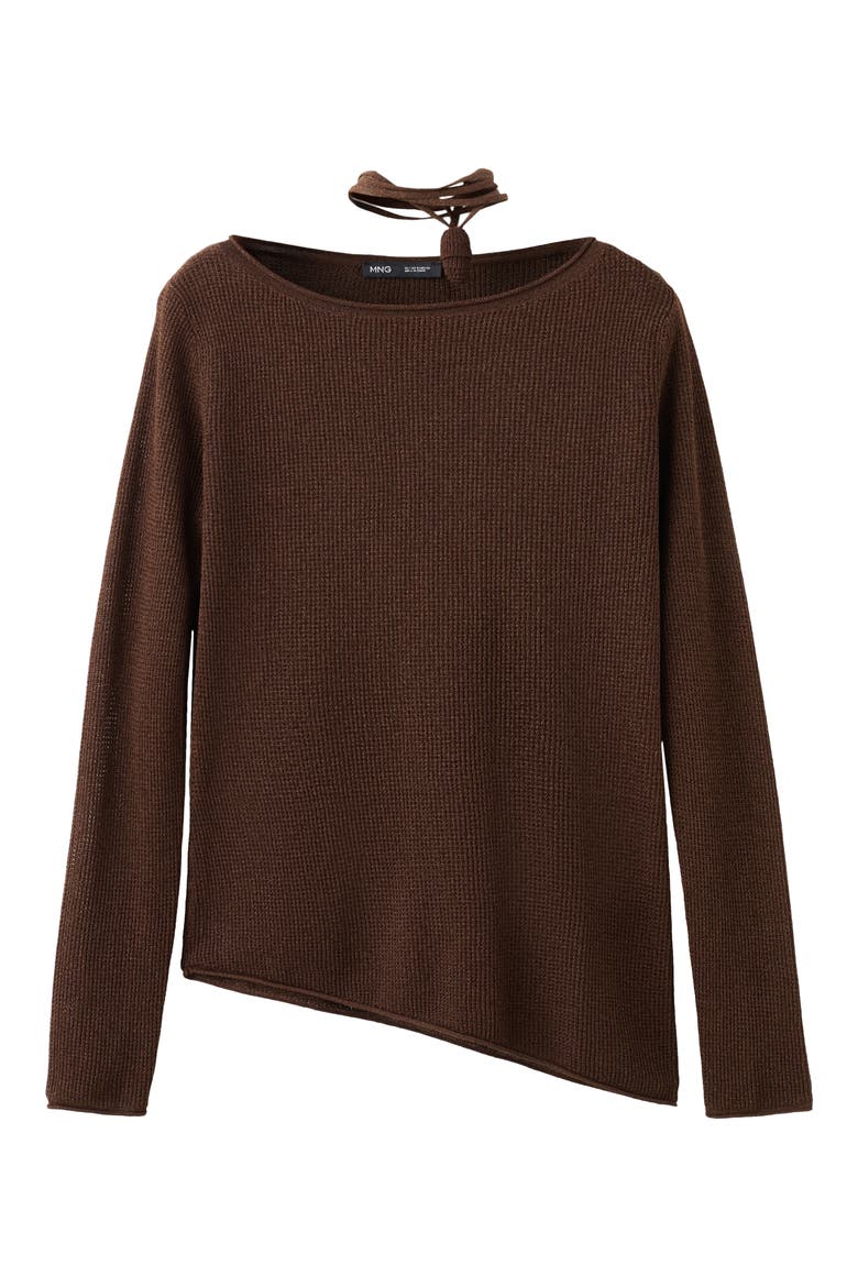 Asymmetric Rib Sweater, Alternate, color, CHOCOLATE