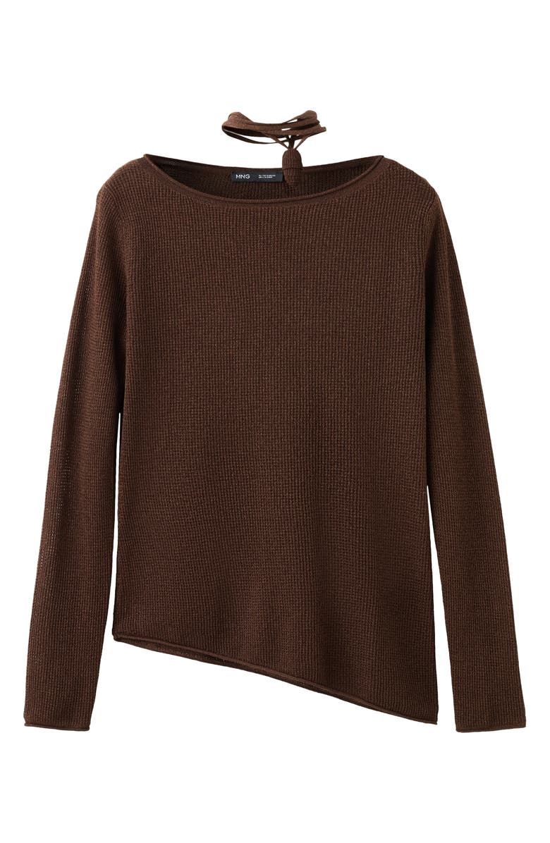 MANGO Asymmetric Rib Sweater, Alternate, color, Chocolate