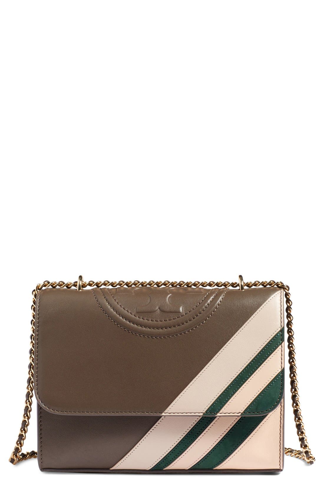 Tory Burch 'Fleming Stripe' Convertible Crossbody Bag, Main, color, 