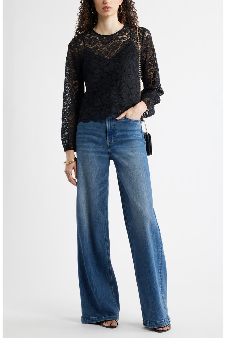 Sheer Lace Top, Alternate, color, BLACK