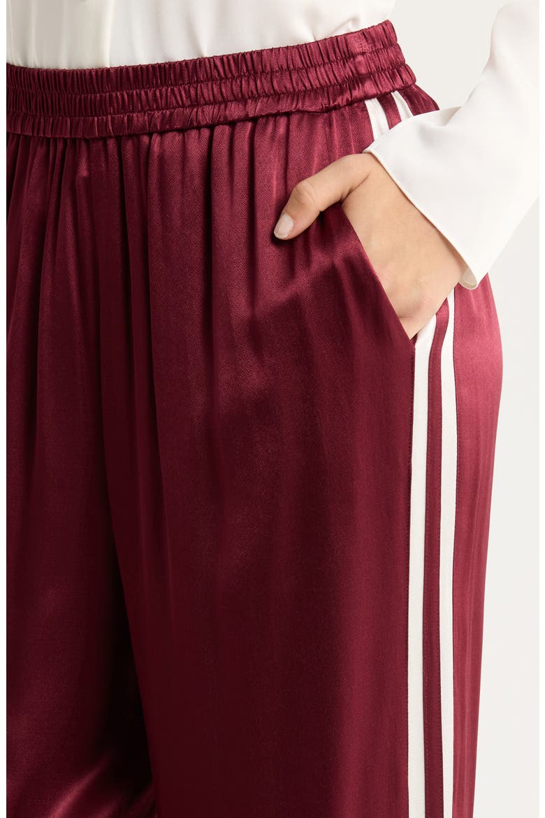 Merida Pleated Satin Pull-On Pants, Alternate, color, GARNET