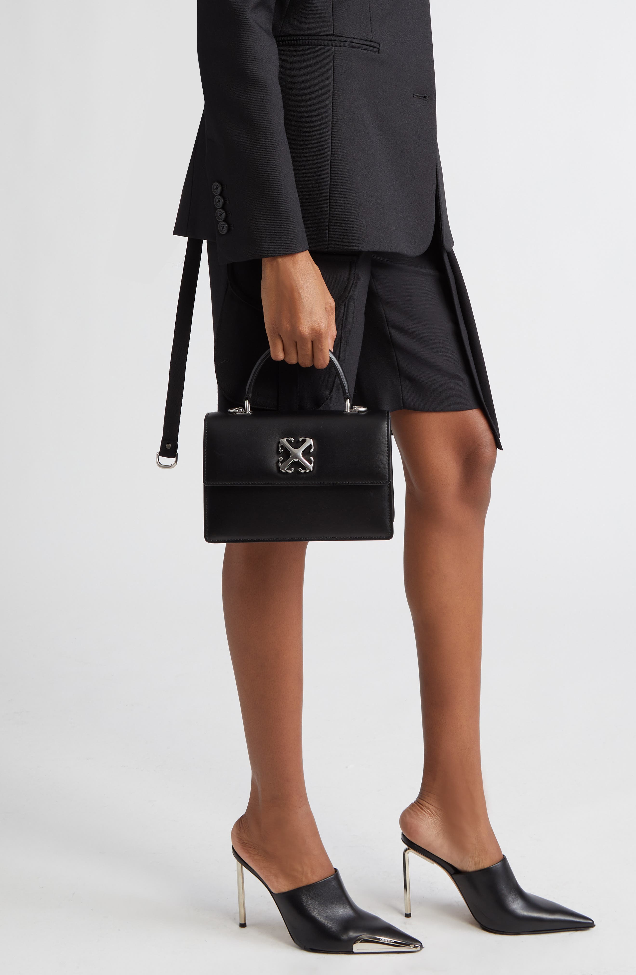 Off-White Jitney 1.4 Leather Top Handle Bag, Alternate, color, 