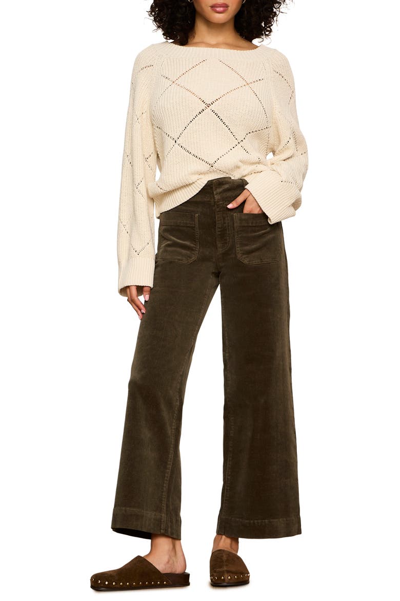 Diamond Stitch Sweater, Alternate, color, BONE WHITE