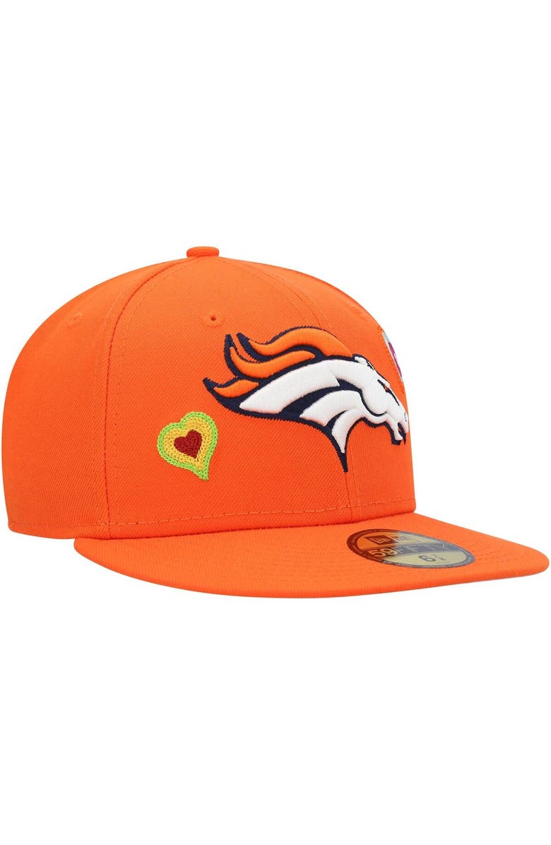 New Era Men's New Era Orange Denver Broncos Chain Stitch Heart 59FIFTY Fitted Hat, Alternate, color, Orange