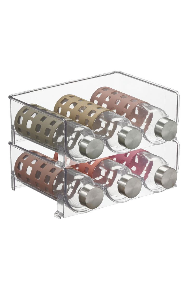 mDesign Plastic Free-Standing Stackable 3 Bottle Storage Rack, 2 Pack, Main, color,