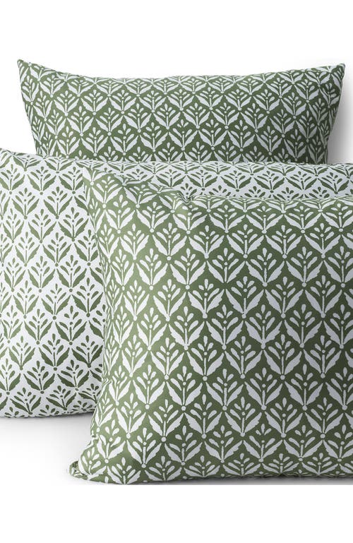 Lands' End 400 Thread Count Premium Supima Cotton No Iron Sateen Pillow Sham In Stone Green Wood Block Floral