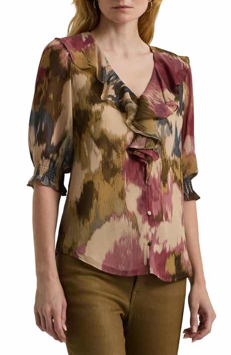 Lauren Ralph Lauren Ruffle Trim Georgette Blouse