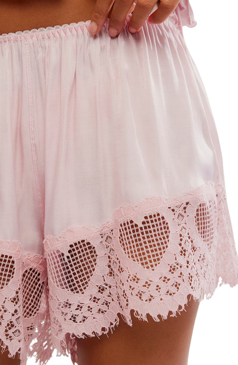 Free People Sweet Love Boxer Shorts, Alternate, color, Pink Ribbons