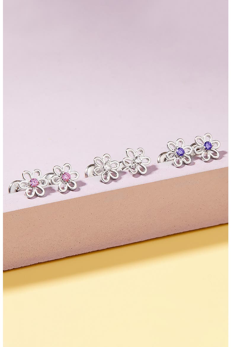 Spring Cubic Zirconia Flower Earrings, Alternate, color, Purple