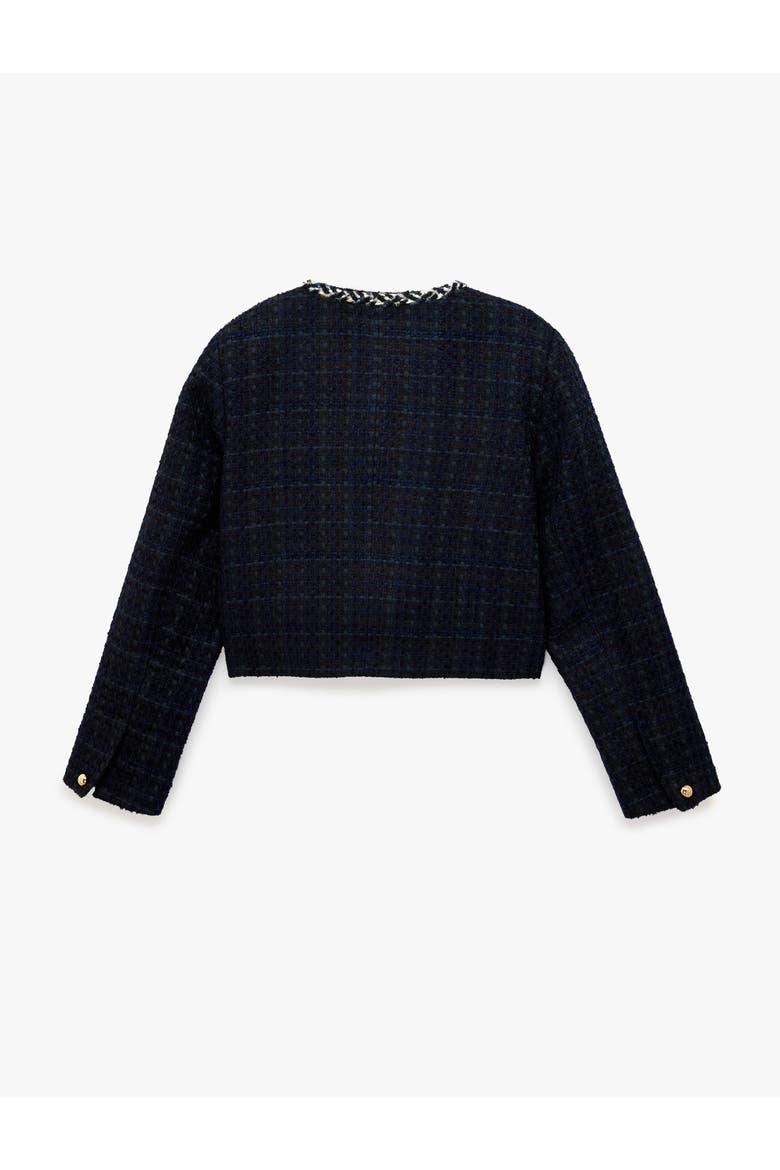 Crew Neck Long Sleeve Tweed Jacket, Alternate, color, NAVY