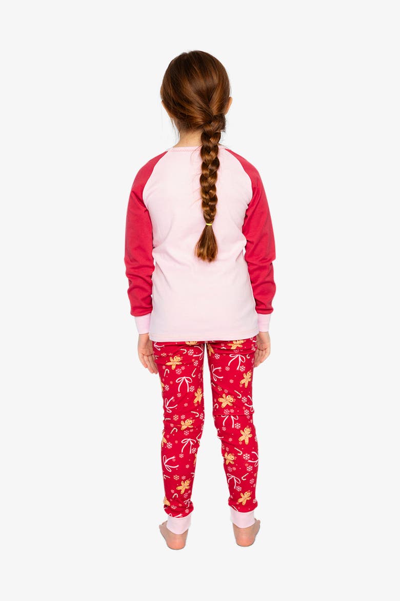 Gingerbread Organic Cotton Top Pants Two Piece Pajama Set, Alternate, color, Red Printed Gingerbread