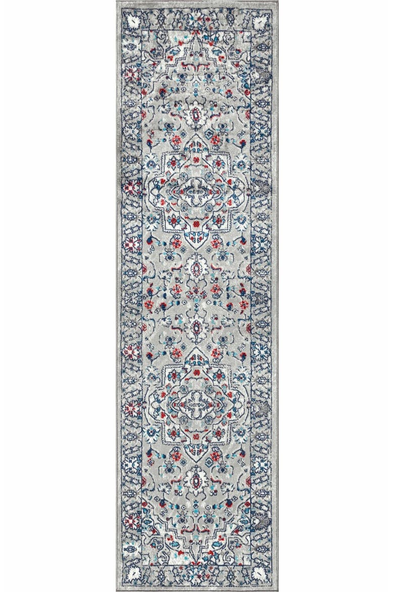 Modern Persian Vintage Medallion Area Rug, Main, color, Light Gray/ Multi