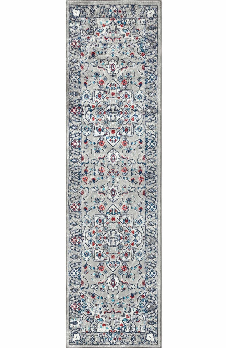 JONATHAN Y Modern Persian Vintage Medallion Area Rug, Main, color, Light Gray/ Multi