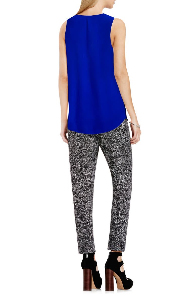 Drape Front V-Neck Sleeveless Blouse, Alternate, color, COBALT BLUE