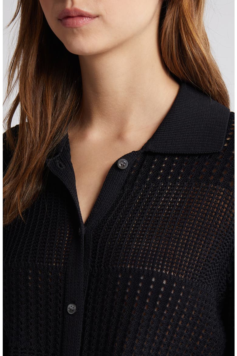 Open Stitch Shrunken Cardigan, Alternate, color, BLACK