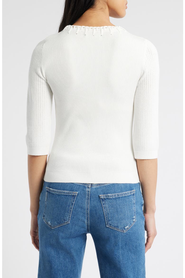 Elbow Sleeve Rib Sweater, Alternate, color, OFF WHITE
