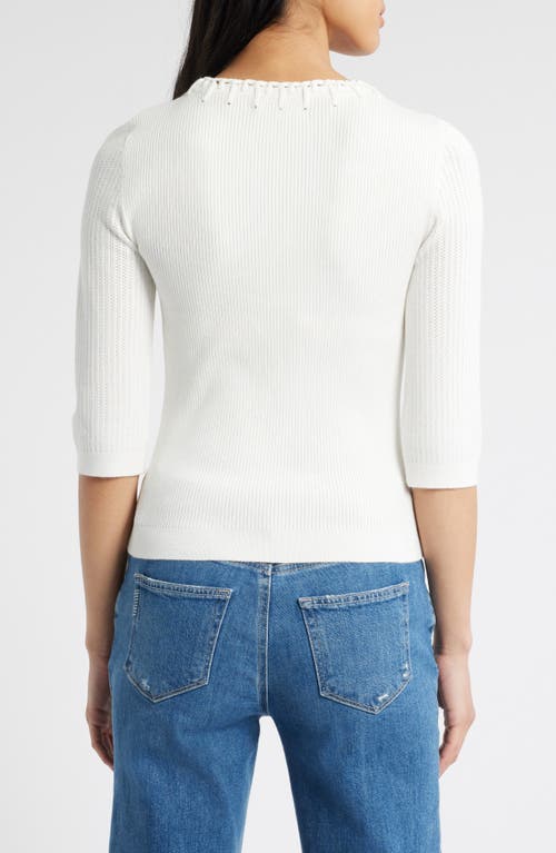 Wit & Wisdom Elbow Sleeve Rib Sweater In White