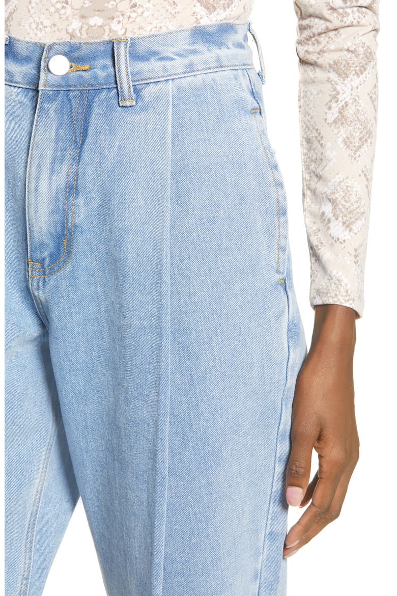 High Waist Pleated Mom Jeans, Alternate, color, DENIM