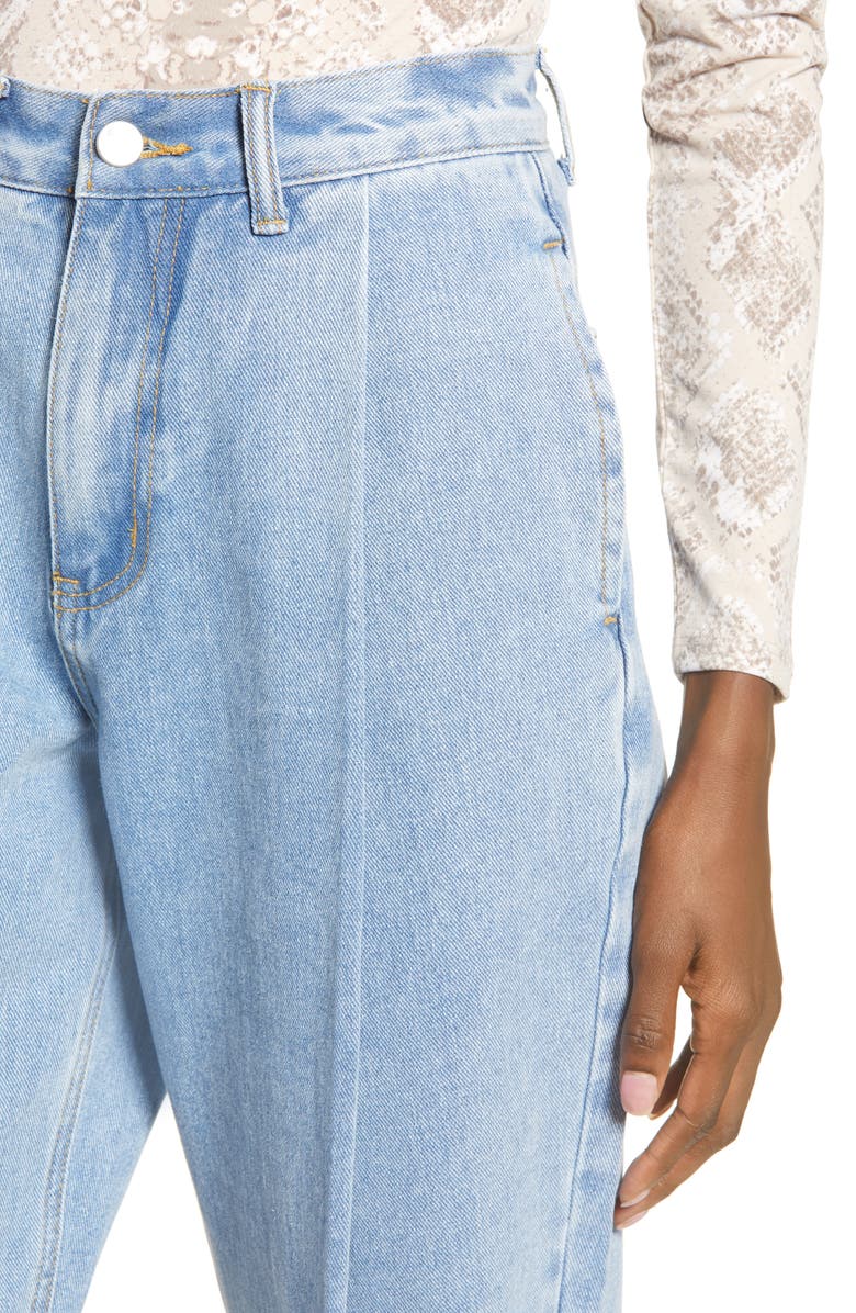 English Factory High Waist Pleated Mom Jeans, Alternate, color, 