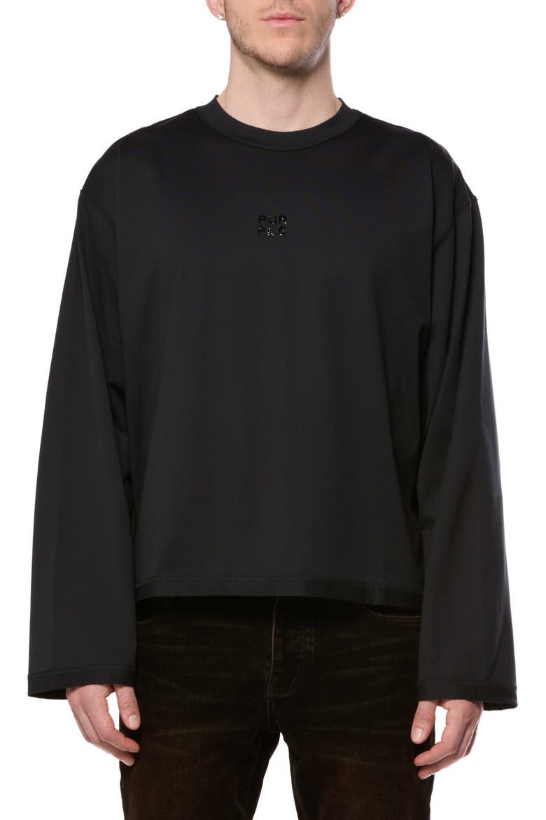 Oversized Long Sleeve T-Shirt, Main, color, BLACK