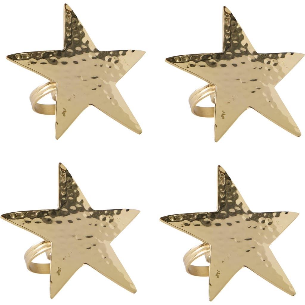 Design Imports Star Set Of 4 Napkin Rings In Gold