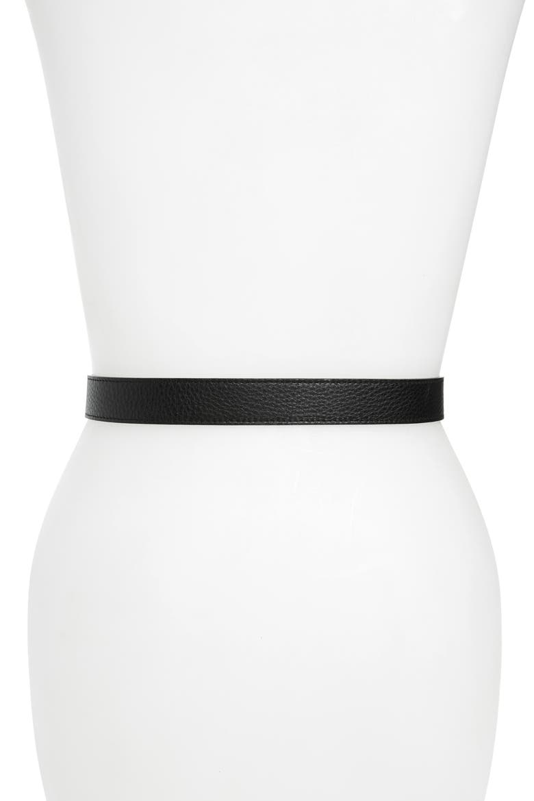 Logo Reversible Leather Belt, Alternate, color, BLACK/ SILVER
