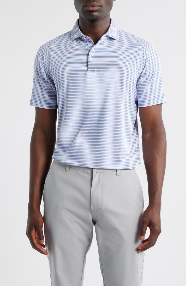 Peter Millar Chase Stripe Performance Jersey Polo, Main, color, Lunar Blue