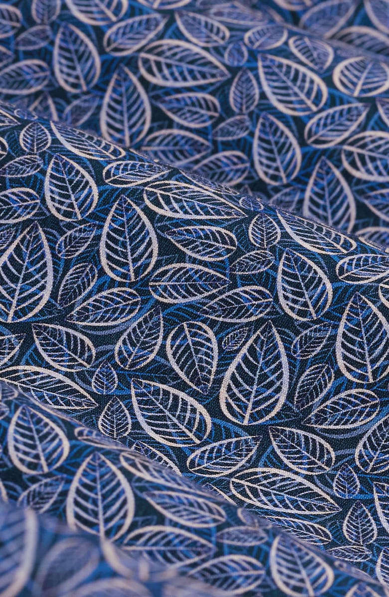 Bugatchi Milo OoohCotton<sup>®</sup> Leaf Print Short Sleeve Button-Up Shirt, Alternate, color, Cobalt